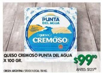 Jumbo Queso cremoso punta del agua 100g oferta
