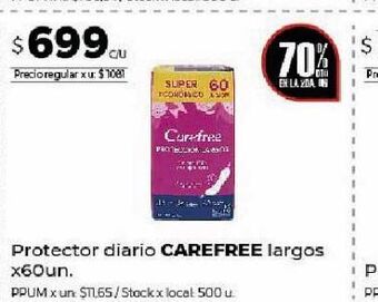 Disco Protector diario carefree largos x 60un oferta