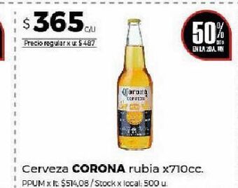 Disco Cerveza corona rubia x 710cc oferta