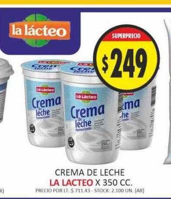 Supermercados Becerra Crema de leche la lacteo x 350 cc oferta