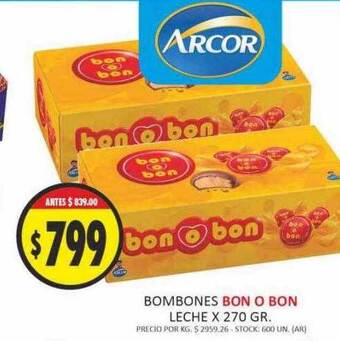 Supermercados Becerra Bombones bon o bon leche oferta