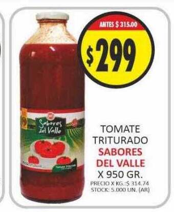 Supermercados Becerra Tomate triturado sabores del valle oferta