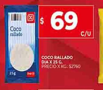Supermercados DIA Coco Rallado Dia x 25g oferta