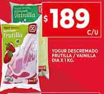 Supermercados DIA Yogur Descremado Frutilla/ Vainilla Dia X 1kg oferta