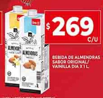 Supermercados DIA Bebida de Almendras Sabor Original/Vainilla Dia x 1L oferta