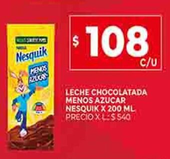Supermercados DIA Leche Chocolatada Menos Azucar Nesquik x 200ml oferta