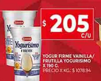 Supermercados DIA Yogur Firme Vainilla/Frutilla Yogurisimo x 190g oferta