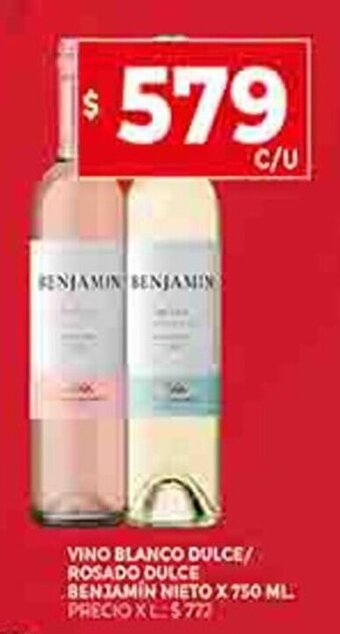 Supermercados DIA Vino Blanco Dulce/Rosado Dulce Benjamin Nieto x 750ml oferta
