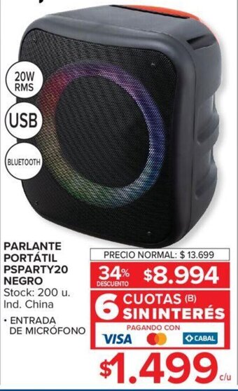Carrefour Parlante Portátil Psparty20 Negro oferta