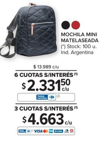 Carrefour Mochila Mini Matelaseada oferta