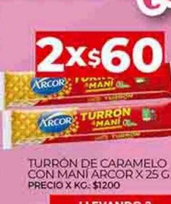Supermercados DIA Turrón de caramelo con mani arcor oferta