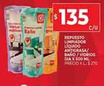 Supermercados DIA Repuesto limpiador liquido antigrasa baño vidrios dia oferta