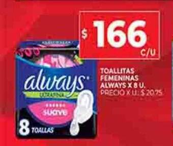 Supermercados DIA Toallitas femeninas always oferta