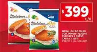 Supermercados DIA Medallón de pollo con jamon y queso espinaca y queso calisa oferta