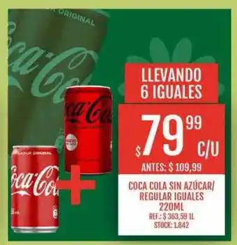 Supermercados Todo Coca cola sin azúcar regular iguales oferta