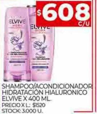 Supermercados DIA Shampoo acondicionador hidratación hialuronico elvive oferta