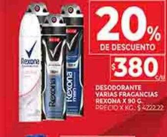 Supermercados DIA Desodorante varias fragancias rexona 20% de descuento oferta