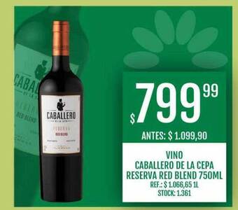 Supermercados Todo Vino caballero de la cepa reserva red blend* oferta