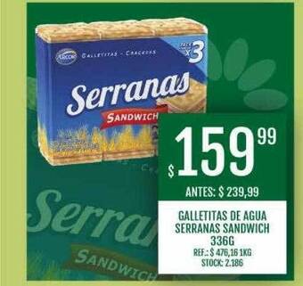 Supermercados Todo Galletitas de agua serranas sandwich oferta