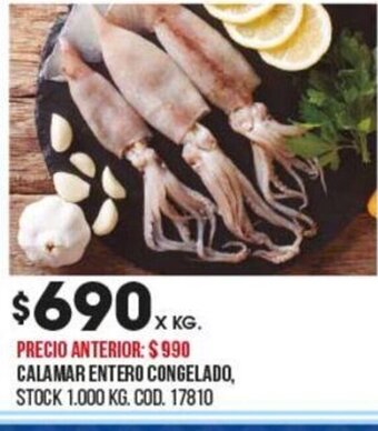 Coto Calamar Entero Congelado oferta