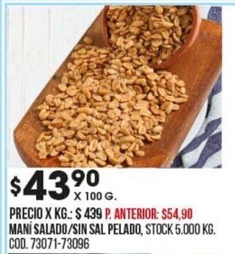 Coto Maní Salado/Sin Sal Pelado oferta