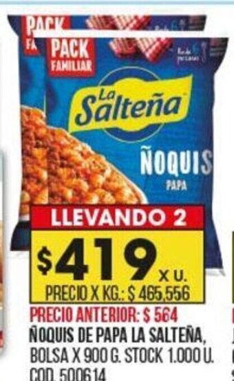 Coto Noquis De Papa La Salteña oferta