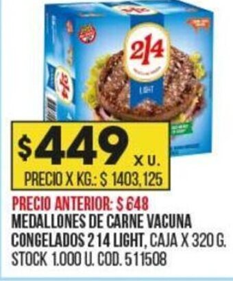 Coto Medallones de Carne Vacuna Congelados 2 14 Light oferta