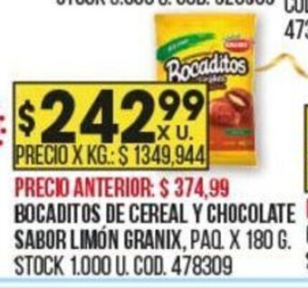 Coto Bocaditos De Cereal Y Chocolate Sabor Limón Granix oferta