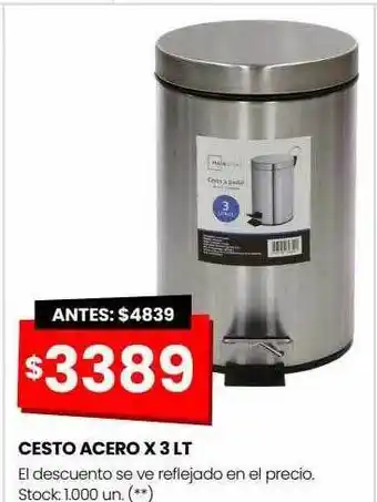 Changomas Cesto acero x 3 lt oferta