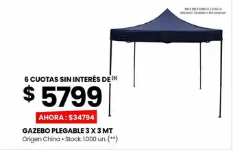 Changomas Gazebo plegable 3 x 3 mt oferta