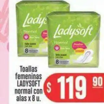 Supermercados Caracol Toallas femeninas ladysoft normal con alas x 8 oferta