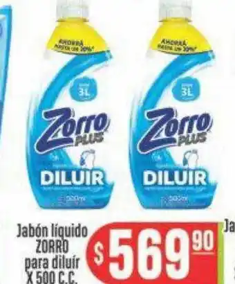 Supermercados Caracol Jabón líquido zorro para diluír x 500 c.c. oferta