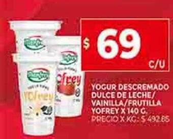 Supermercados DIA Yogur descremado dulce de leche-vainilla-frutilla yofrey oferta