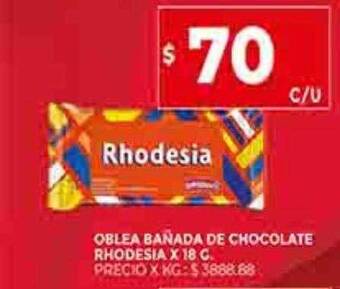 Supermercados DIA Oblea bañada de chocolate rhodesia x 18 g oferta