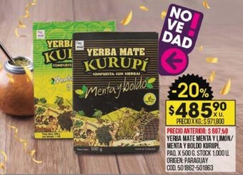 Coto Yerba Mate Menta Y Limón/ Menta Y Boldo Kurupí oferta