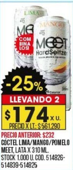 Coto Cóctel Lima/ Mango/ Pomelo Meet oferta