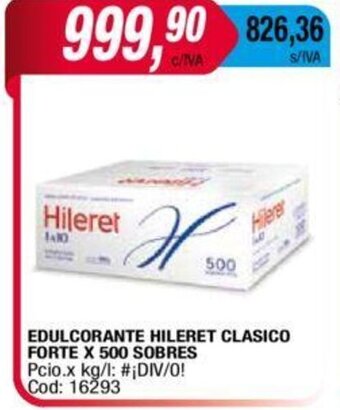 Maxiconsumo Edulcorante Hileret Clasico Forte x 500 Sobres oferta