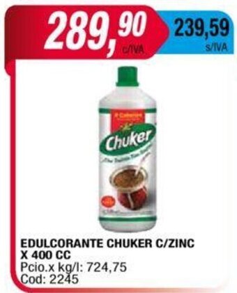 Maxiconsumo Edulcorante Chuker C/Zinc x 400cc oferta