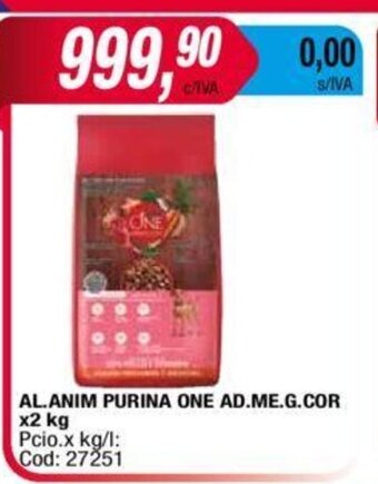 Maxiconsumo Al. Anim Purina One Ad. Me. G. Cor. x 2kg oferta