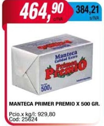 Maxiconsumo Manteca Primer Premio x 500gr oferta