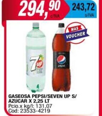 Maxiconsumo Gaseosa Pepsi/Seven Up S/Azucar x 2.25 lt oferta