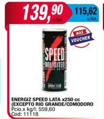 Maxiconsumo Energiz Speed Lata x 250cc oferta