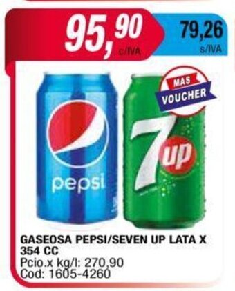Maxiconsumo Gaseosa Pepsi/Seven Up Lata x 354cc oferta