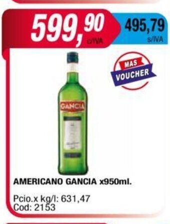 Maxiconsumo Americano Gancia x 950ml oferta