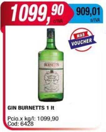 Maxiconsumo Gin Burnetts 1 lt oferta