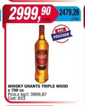 Maxiconsumo Whisky Grants Triple Wood x 750cc oferta