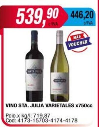 Maxiconsumo Vino Sta. Julia Varietales x 750cc oferta