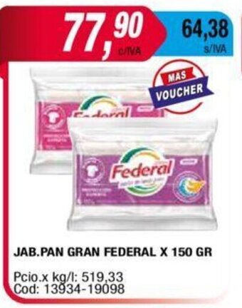 Maxiconsumo Jab. Pan Gran Federal X 150 GR oferta