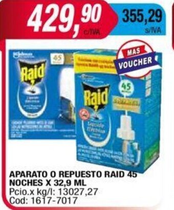 Maxiconsumo Aparato O Repuesto Raid 45 Noches X 32.9 ML oferta