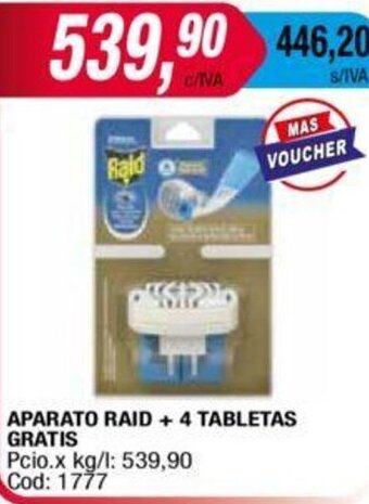 Maxiconsumo Aparato Raid + 4 Tabletas Gratis oferta